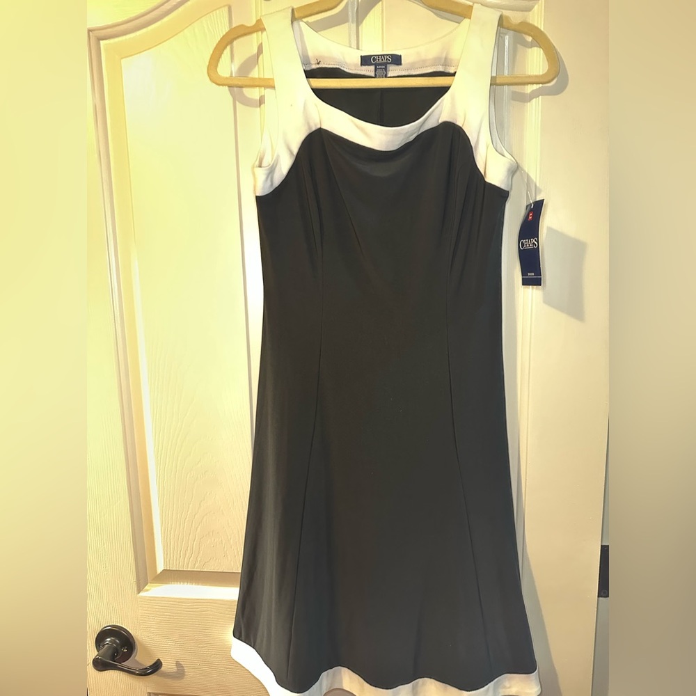 NWT Chaps Sleeveless Black and White Dress